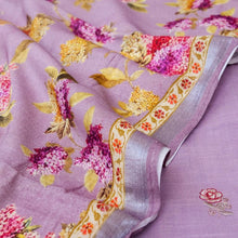 Load image into Gallery viewer, Lilac Linen Silk Printed Unstitched Suit Fabric
