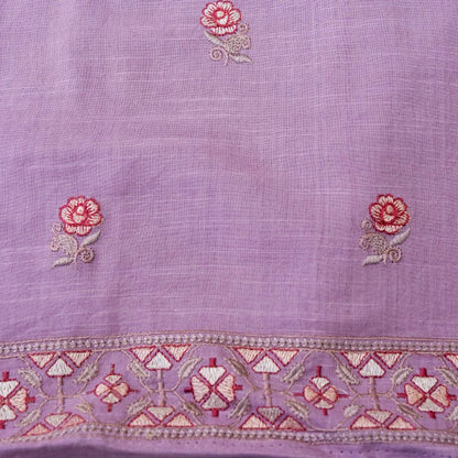 Lilac Linen Silk Printed Unstitched Suit Fabric