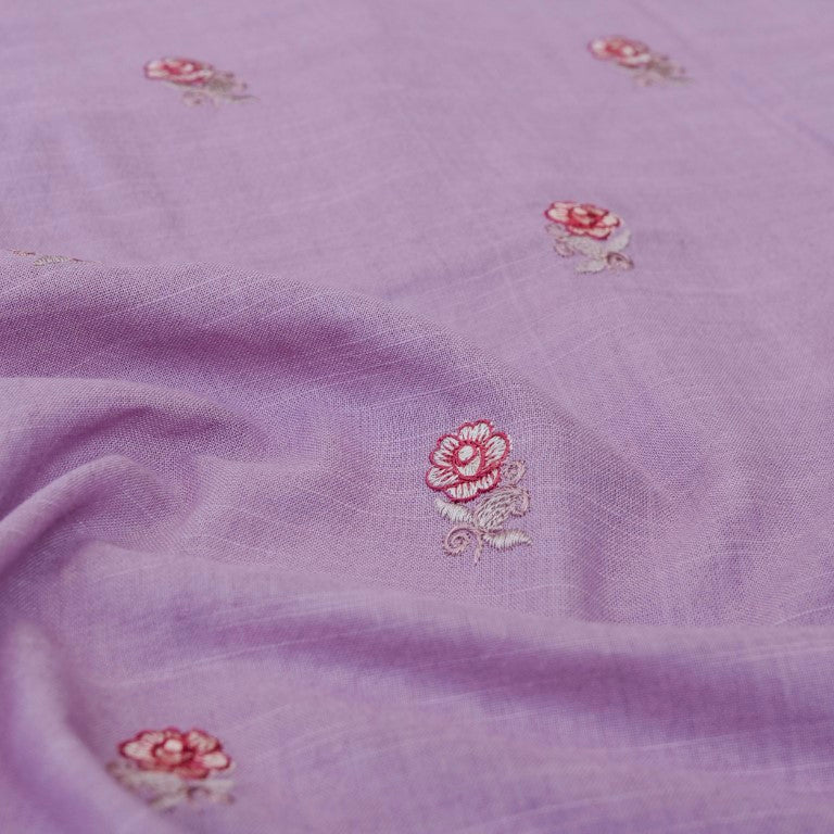 Lilac Linen Silk Printed Unstitched Suit Fabric