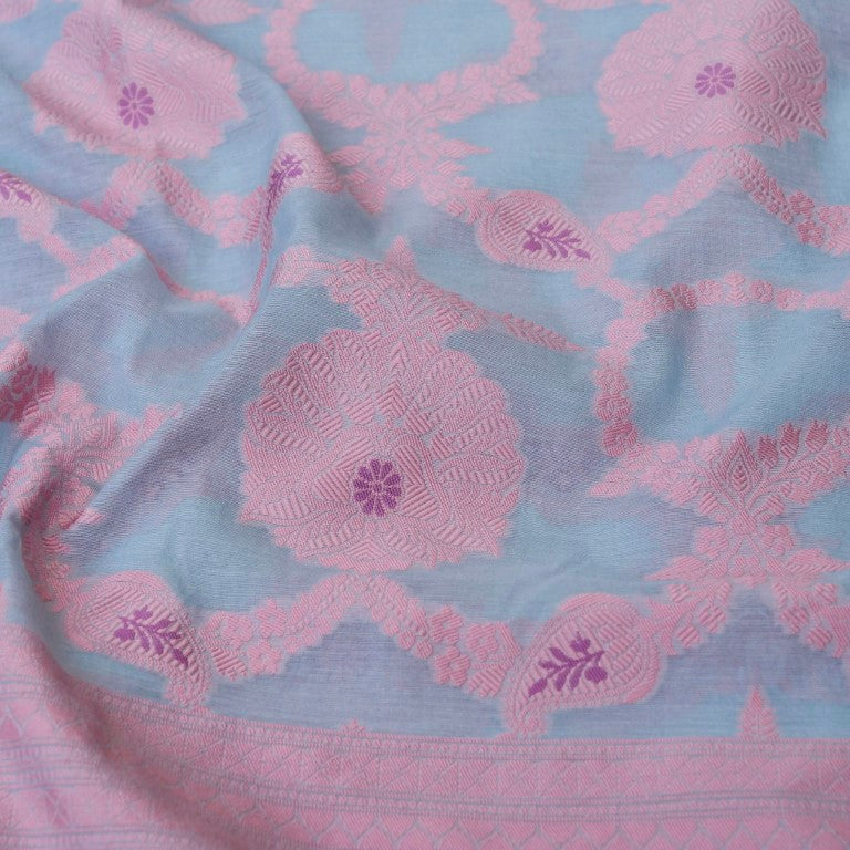 Grey Cotton Silk Banarasi Unstitched Suit Fabric