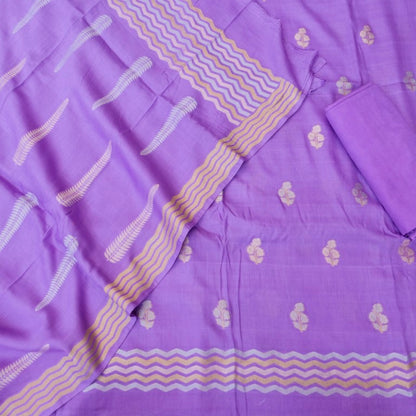 Lilac Cotton Silk Banarasi Unstitched Suit Fabric
