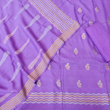 Load image into Gallery viewer, Lilac Cotton Silk Banarasi Unstitched Suit Fabric
