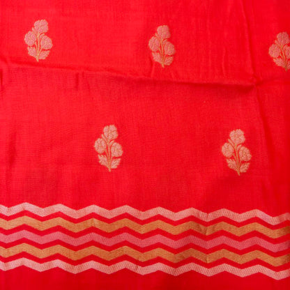 Red Cotton Silk Banarasi Unstitched Suit Fabric