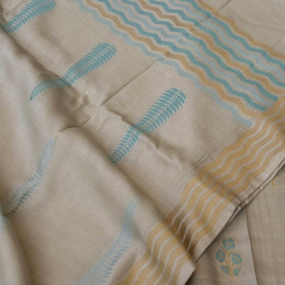 Beige Cotton Silk Banarasi Unstitched Suit Fabric