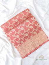 Load image into Gallery viewer, Peach Handloom Pure Silk Jangla Saree
