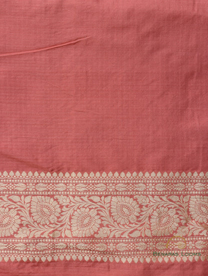 Peach Handloom Kataan Silk Kadhua Jangla Banarasi Saree