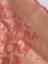 Load image into Gallery viewer, Peach Handloom Pure Silk Jangla Saree
