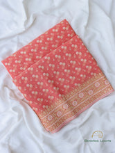 Load image into Gallery viewer, Peach Handloom Cotton Butidar Banarasi Saree
