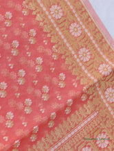 Load image into Gallery viewer, Peach Handloom Cotton Butidar Banarasi Saree
