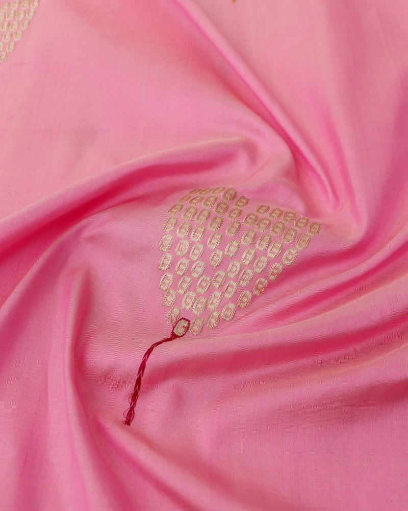 Pink Pure Kataan Silk Handloom Kadhua Buti Banarasi Saree