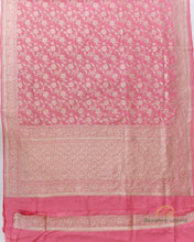 Load image into Gallery viewer, Pink Handloom Kataan Silk Cutwork Jangla Banarasi Saree
