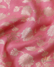 Load image into Gallery viewer, Pink Handloom Kataan Silk Cutwork Jangla Banarasi Saree
