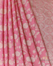 Load image into Gallery viewer, Pink Handloom Kataan Silk Cutwork Jangla Banarasi Saree
