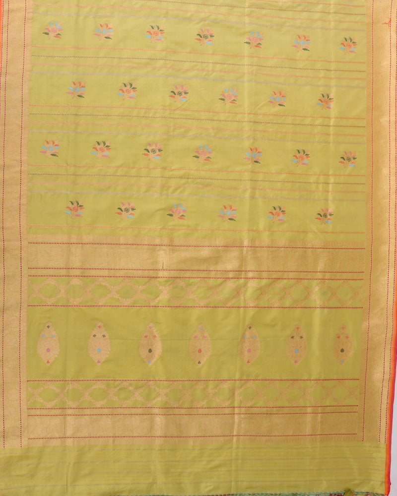 Pista Handwoven Pure Kataan Silk Banarasi Saree