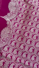 Load and play video in Gallery viewer, Pink Handwoven Pure Satin Silk Banarasi Suit Fabric with Organza Dupatta
