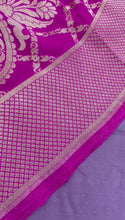 Load and play video in Gallery viewer, Purple Handwoven Pure Kataan Silk Banarasi Suit Fabric
