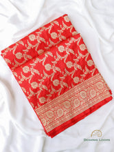 Load image into Gallery viewer, Red Handloom Pure Silk Jangla Saree
