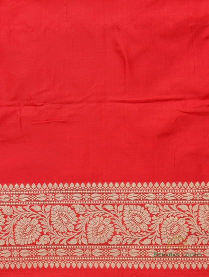 Red Handloom Pure Silk Kadhua Jangla Banarasi Saree