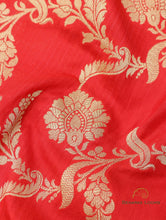 Load image into Gallery viewer, Red Handloom Pure Silk Jangla Saree

