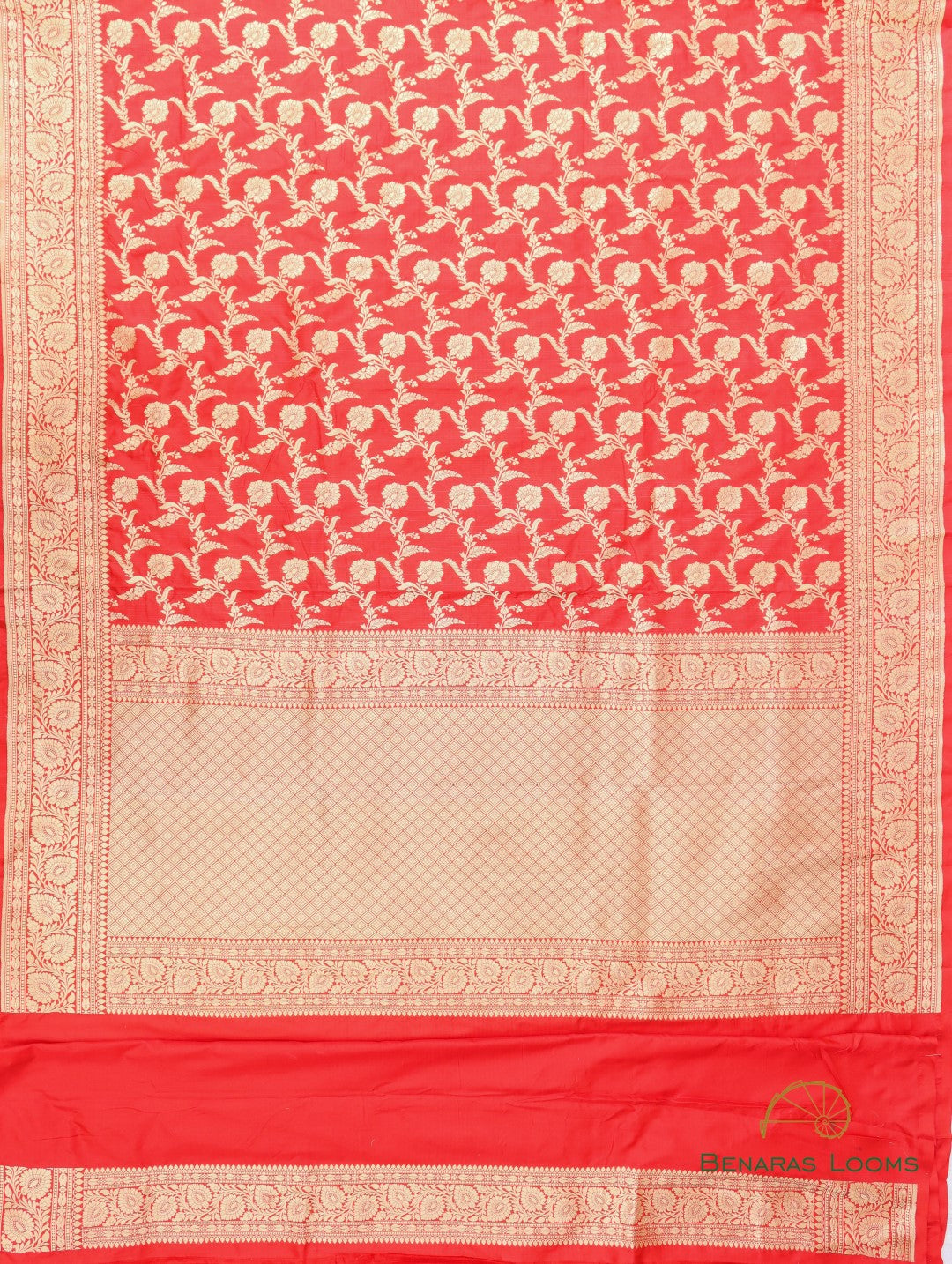 Red Handloom Pure Silk Kadhua Jangla Banarasi Saree