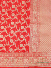 Load image into Gallery viewer, Red Handloom Pure Silk Jangla Saree
