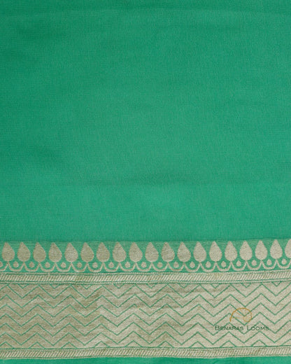 Green Handloom Georgette Kadhua Jaal Banarasi Saree