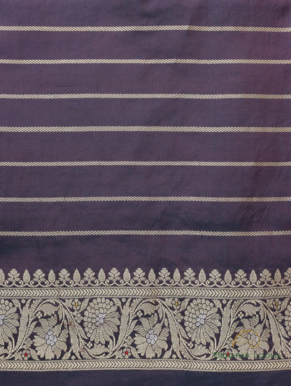 Wine Handloom Kataan Silk Kadhua Jaal Banarasi Saree