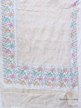 Load image into Gallery viewer, Cream Handloom Tussar Georgette Jaal Banarasi Saree
