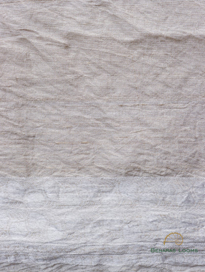 Cream Handloom Tussar Georgette Jaal Banarasi Saree