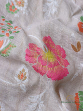 Load image into Gallery viewer, Cream Handloom Tussar Georgette Jaal Banarasi Saree
