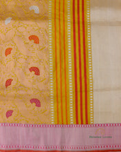 Load image into Gallery viewer, Yellow Handloom Kataan Silk Banarasi Silk Saree
