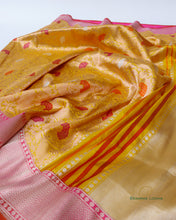 Load image into Gallery viewer, Yellow Handloom Kataan Silk Banarasi Silk Saree
