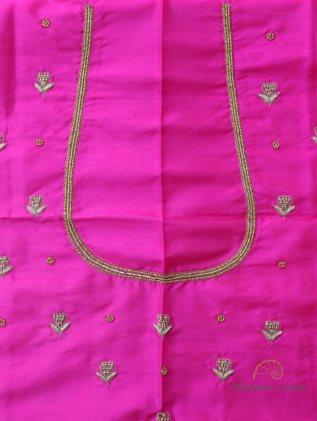 Pink Handwoven Kataan Silk Banarasi Saree with Hand Embroidery