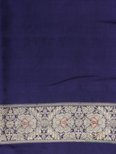 Load image into Gallery viewer, PRE-ORDER:Navy Blue Handwoven Pure Kataan Silk Kadhua Jangla Banarasi Saree
