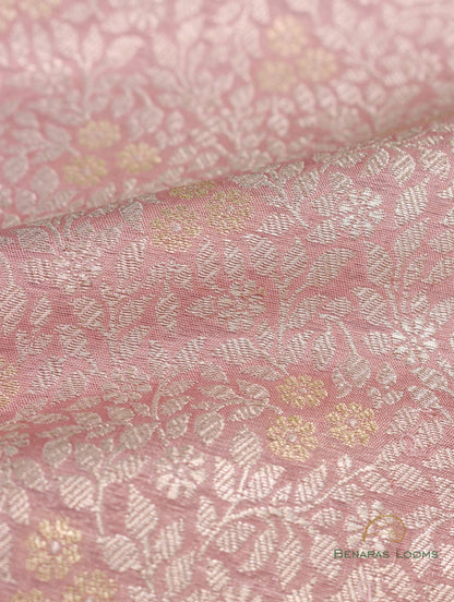 Pink Handwoven Pure Kataan Silk Sona Rupa Fabric