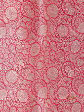 Load image into Gallery viewer, Pink Handwoven Pure Kataan Floral Jaal Fabric
