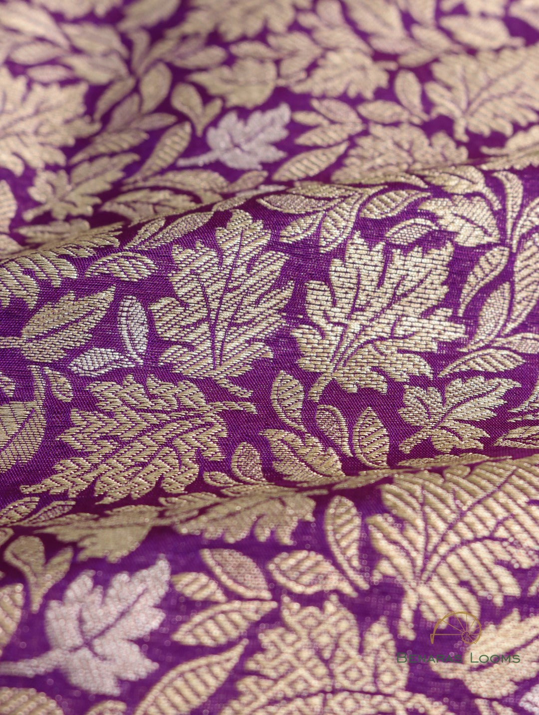Purple Handwoven Pure Silk Sona Rupa Banarasi Fabric