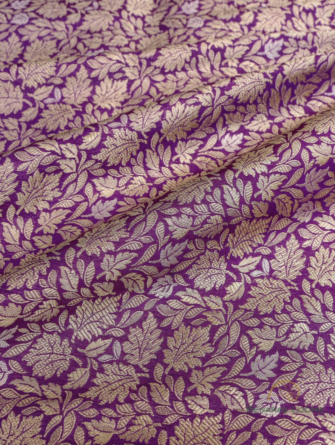 Purple Handwoven Pure Silk Sona Rupa Banarasi Fabric