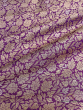 Load image into Gallery viewer, Purple Handwoven Pure Silk Sona Rupa Banarasi Fabric
