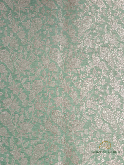 Light Green Handwoven Pure Silk Banarasi Fabric