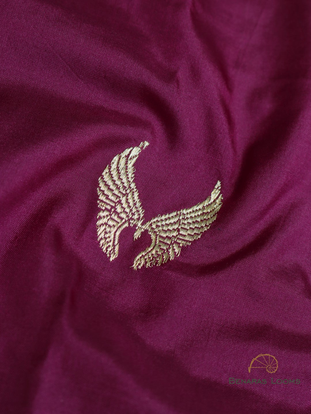 Wine Handwoven Pure Silk Banarasi Fabric