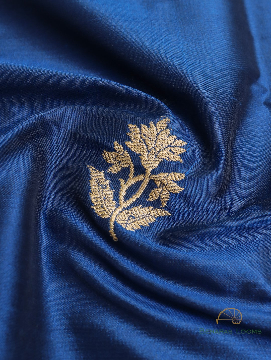 Blue Handwoven Pure Silk Banarasi Fabric