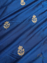 Load image into Gallery viewer, Blue Handwoven Pure Silk Banarasi Fabric
