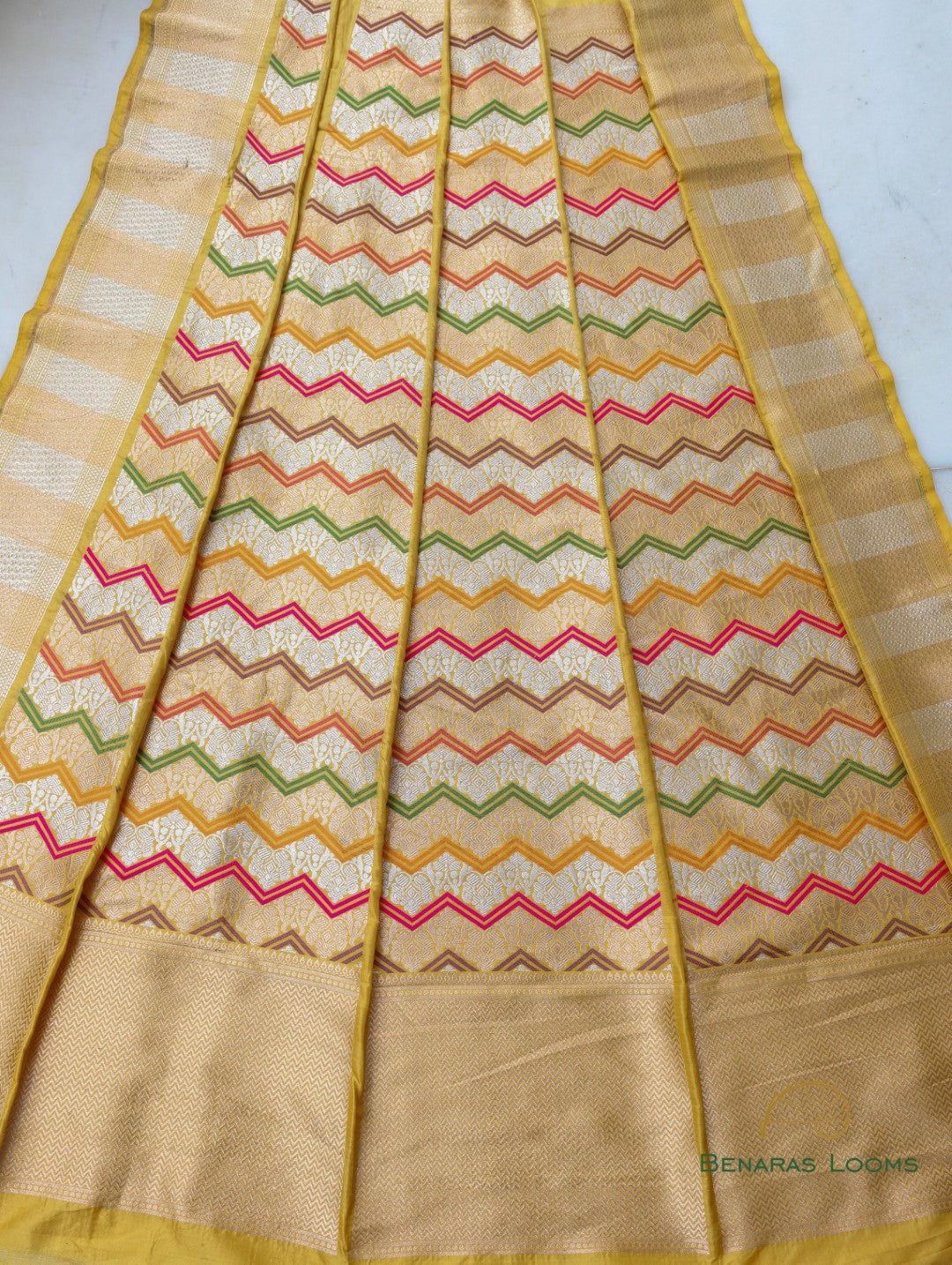 Kanika Yellow Handwoven Pure Silk Banarasi Rangkaat Lehenga