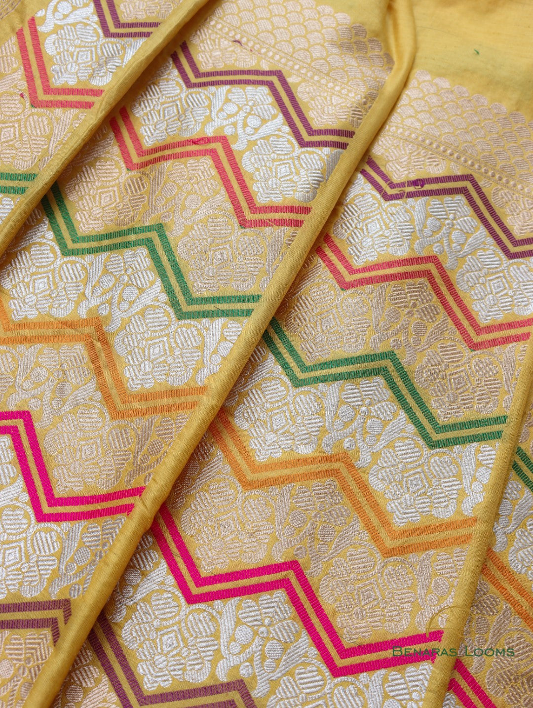 Kanika Yellow Handwoven Pure Silk Banarasi Rangkaat Lehenga