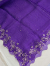 Load image into Gallery viewer, Purple Hand Embroidered Handwoven Organza Dupatta
