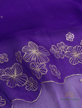 Load image into Gallery viewer, Purple Hand Embroidered Handwoven Organza Dupatta
