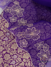 Load image into Gallery viewer, Purple Hand Embroidered Handwoven Organza Dupatta
