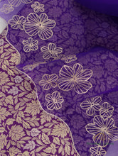Load image into Gallery viewer, 3 Piece Handwoven Kataan Silk Unstitched Suit Fabric with Embroidered Handwoven Organza Dupatta
