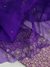 Load image into Gallery viewer, Purple Hand Embroidered Handwoven Organza Dupatta
